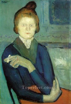  gare - Woman with a Cigarette 1901 Pablo Picasso